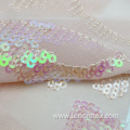 Woven Pink Chiffon Embroidered Fabric
